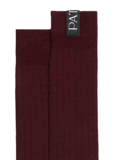Patou Ribbed Knee-high Socks In Burgundy