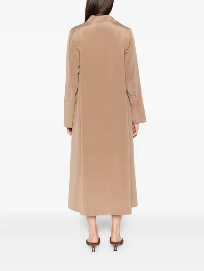 Max Mara Button-cuff Silk Dress In Neutral