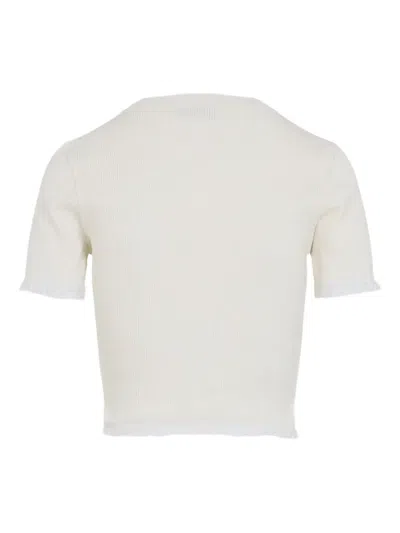 Miu Miu Lace-trimmed Top In White