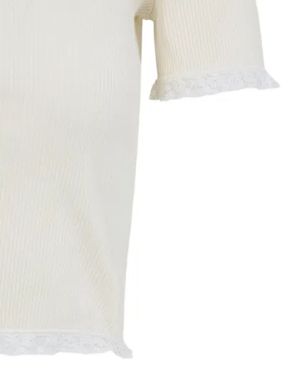 Miu Miu Lace-trimmed Top In White