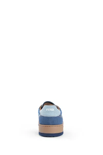 Fendi Match Denim Ff Embossed Sneakers Blue In Blue