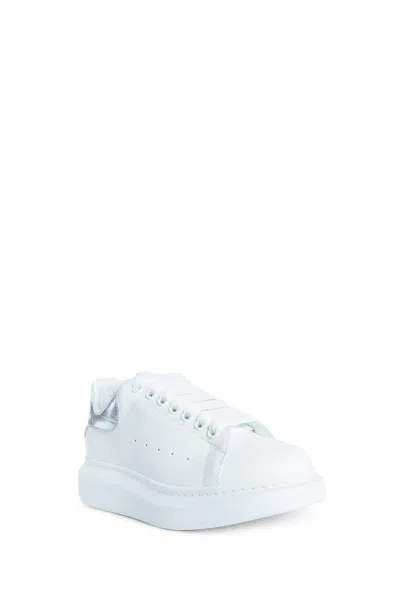 Alexander Mcqueen White Oversize Sneakers With Snake Print On The Heel In Leather Woman