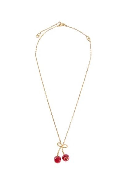 Valentino Garavani Necklace With Charm And Vlogo Detail In Gold