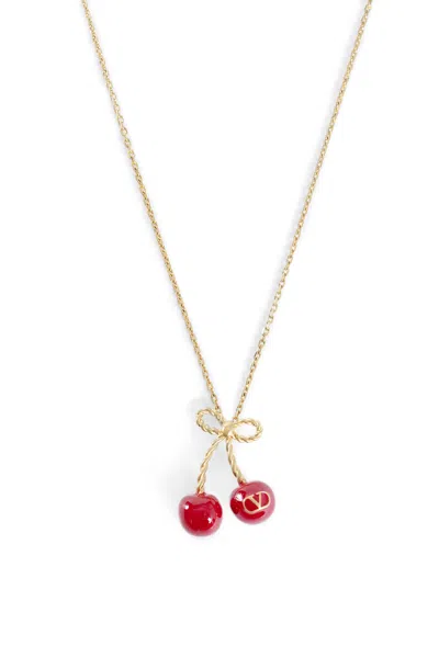 Valentino Garavani Necklace With Charm And Vlogo Detail In Gold