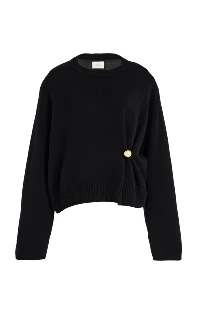 Loulou De Saison Bill Draped Metallic-ornament Sweater In Black