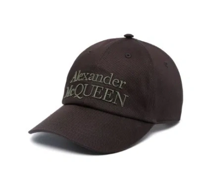 Alexander Mcqueen Branded Baseball Cap With Curved Peak In Black