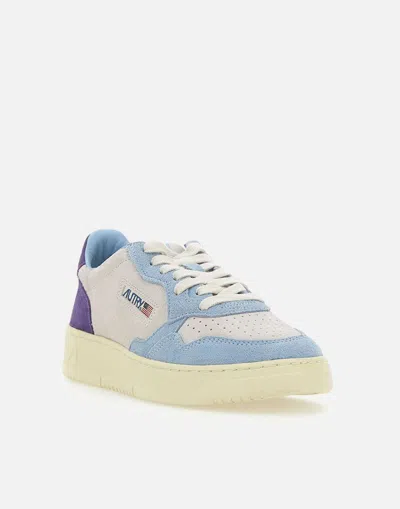 Autry Medalist Low Tricolor Suede Sneakers Patridge And Mauve Color In Multi