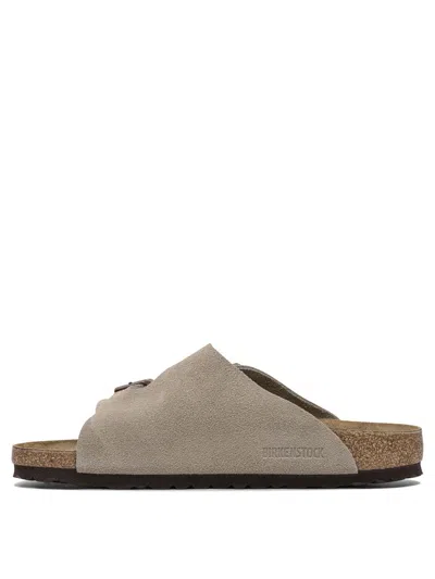 Birkenstock Zürich Suede Flat Sandals In Gray
