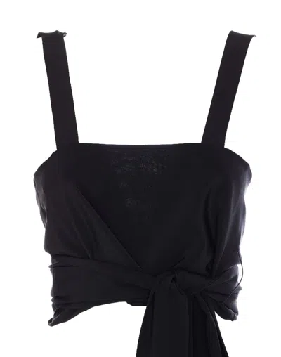 Chloé Cropped Tank Top With Ribbons In Black