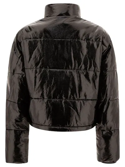 Courrèges Vinyl Bomber Jacket With Contrasting Embroidered Ac Logo