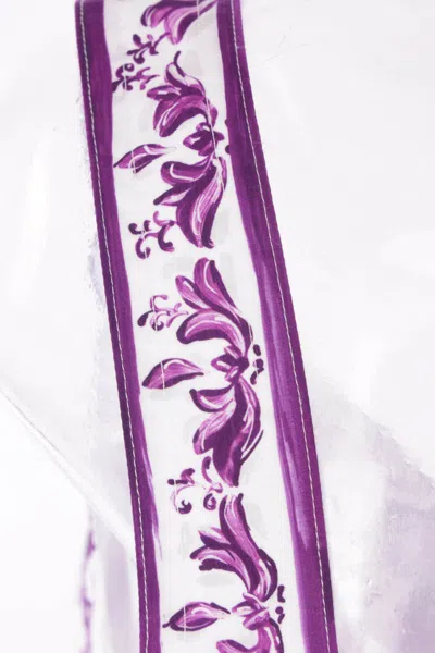 Dolce & Gabbana Violet Top With Sweetheart Neckline And All-over Graphic Print In Cotton Blend Woman