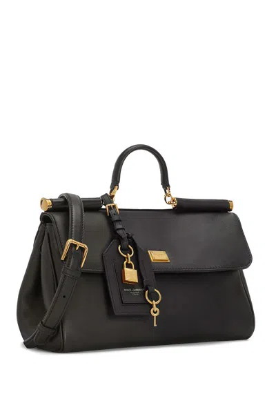 Dolce & Gabbana Black Handbag With Padlock Detail And Adjustable And Removable Shoulder Strap In Leather Woman