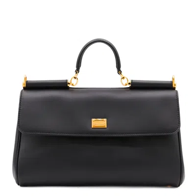 Dolce & Gabbana Black Handbag With Padlock Detail And Adjustable And Removable Shoulder Strap In Leather Woman