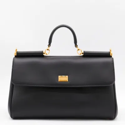 Dolce & Gabbana Black Handbag With Padlock Detail And Adjustable And Removable Shoulder Strap In Leather Woman