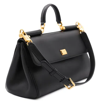 Dolce & Gabbana Black Handbag With Padlock Detail And Adjustable And Removable Shoulder Strap In Leather Woman