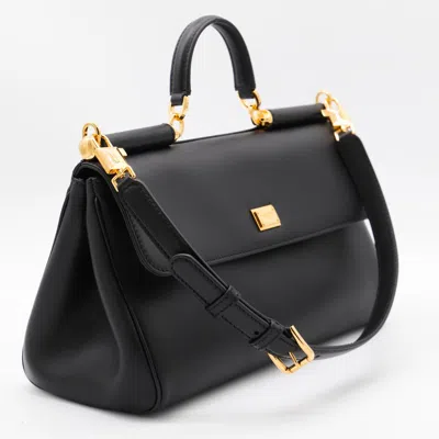 Dolce & Gabbana Black Handbag With Padlock Detail And Adjustable And Removable Shoulder Strap In Leather Woman