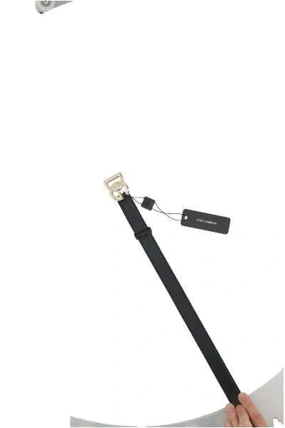 Dolce & Gabbana Belt In Calfskin With Crossed Dg Logo In Black