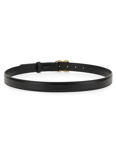 Dolce & Gabbana Belt In Calfskin With Crossed Dg Logo In Black