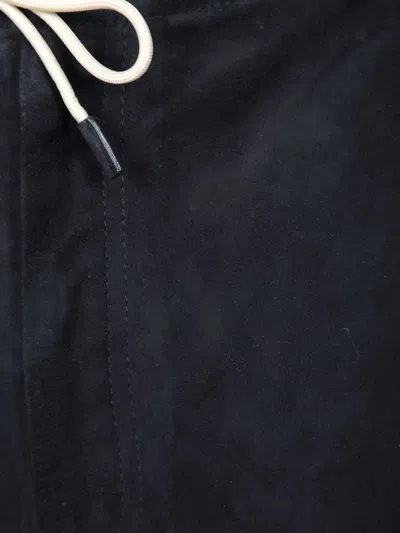 Emporio Armani Leather Bermuda Shorts In Black