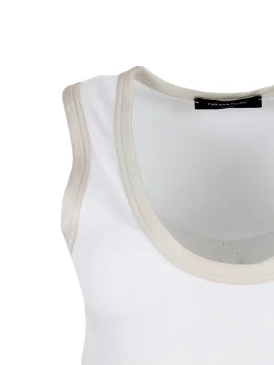 Fabiana Filippi Ribbed Tank Top With Scoop Neckline In White