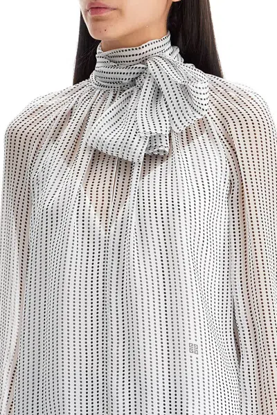 Givenchy Polka Dots Blouse In Silk Chiffon With Lavallière