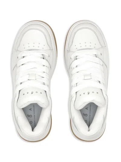 Hogan Lace-up Rubber Sole Sneakers With Perforated Toe Box In White