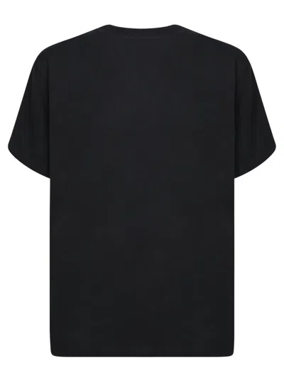 Jw Anderson Men Black Crewneck T-shirt With Logo Lettering Embroidery On The Front In Cotton Man In Black