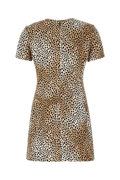 Michael Kors Brown Mini Dress With All-over Leopard Print In Tech Fabric Blend Woman In Animal Print