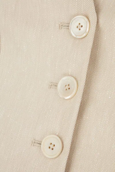 Michael Kors Beige Vest With V Neck In Linen And Cotton Blend Woman In Neutral