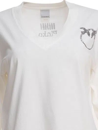 Pinko Graphic Print V-neck Short Sleeve Tops