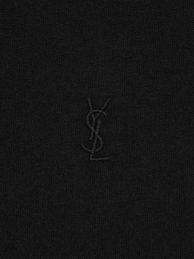 Saint Laurent Embroidered Sheer Crewneck T-shirt In Black