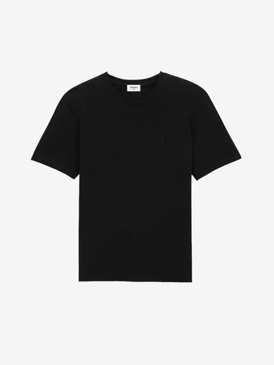 Saint Laurent Embroidered Sheer Crewneck T-shirt In Black