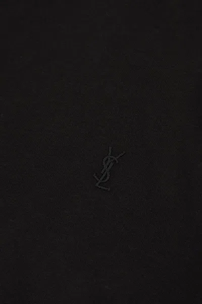 Saint Laurent Embroidered Sheer Crewneck T-shirt In Black