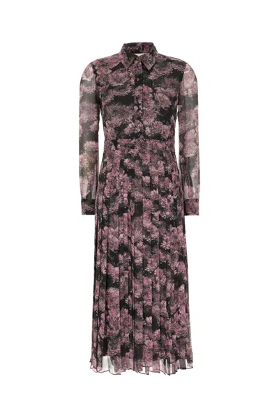 Tory Burch Pleated Floral-print Silk Midi Shirt Dress