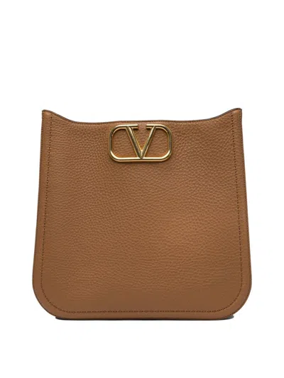 Valentino Women's Alltime Logo Plaque Shoulder Bag In Brown