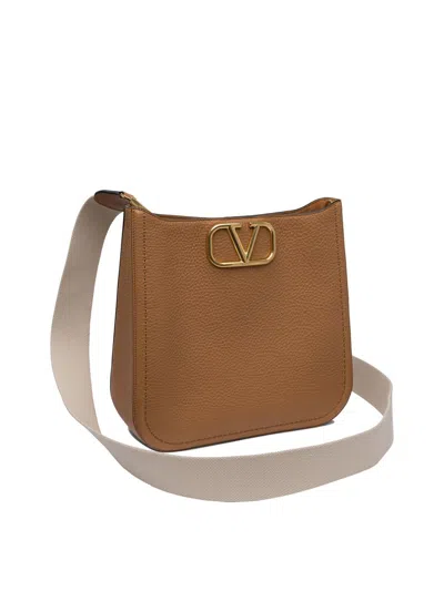 Valentino Women's Alltime Logo Plaque Shoulder Bag In Brown