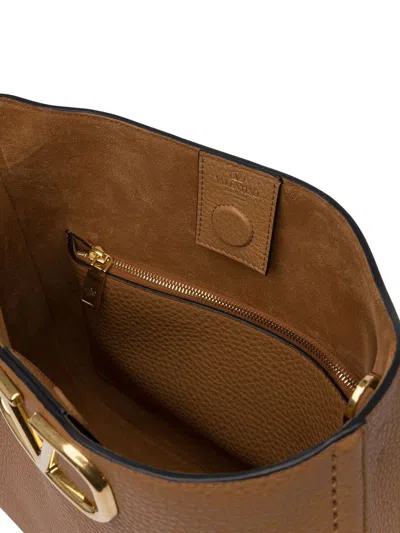 Valentino Women's Alltime Logo Plaque Shoulder Bag In Brown