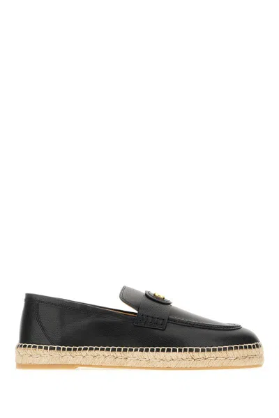 Valentino Avenue Palm Goatskin Espadrilles With Jute Sole In Black