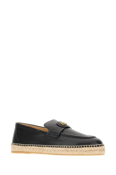 Valentino Avenue Palm Goatskin Espadrilles With Jute Sole In Black