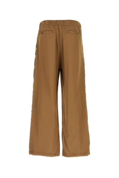 Versace Black Jogger Pants With Drawstring And Barocco Bands In Brown