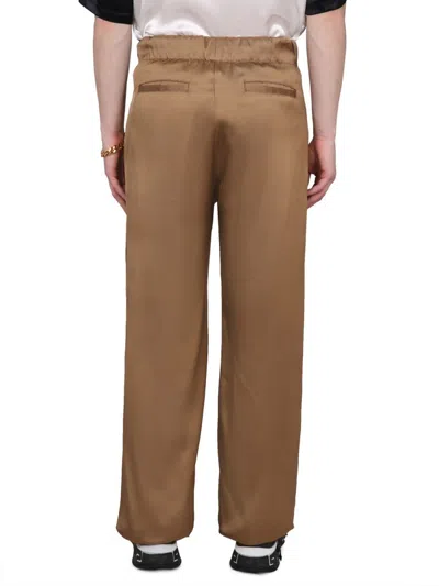Versace Black Jogger Pants With Drawstring And Barocco Bands In Brown