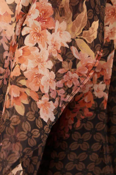 Zimmermann Womens Black Floral Illuminate Flutter Floral-print Sheer Blouse