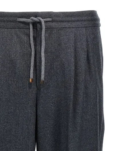 Brunello Cucinelli Grey Pinstriped Virgin Wool Trousers