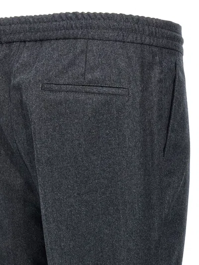 Brunello Cucinelli Grey Pinstriped Virgin Wool Trousers