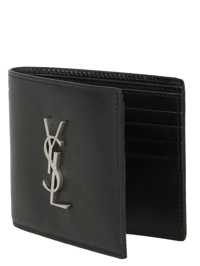 Saint Laurent Monogram Leather Wallet In Black