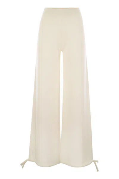Max Mara White Stretch Knit Marzia Straight Trousers In White