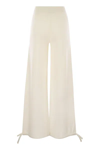 Max Mara White Stretch Knit Marzia Straight Trousers In White