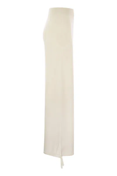 Max Mara White Stretch Knit Marzia Straight Trousers In White