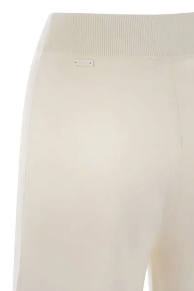 Max Mara White Stretch Knit Marzia Straight Trousers In White