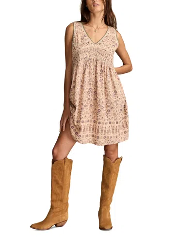 Lucky Brand Women's Cotton Floral V-neck Mini Dress In Brown